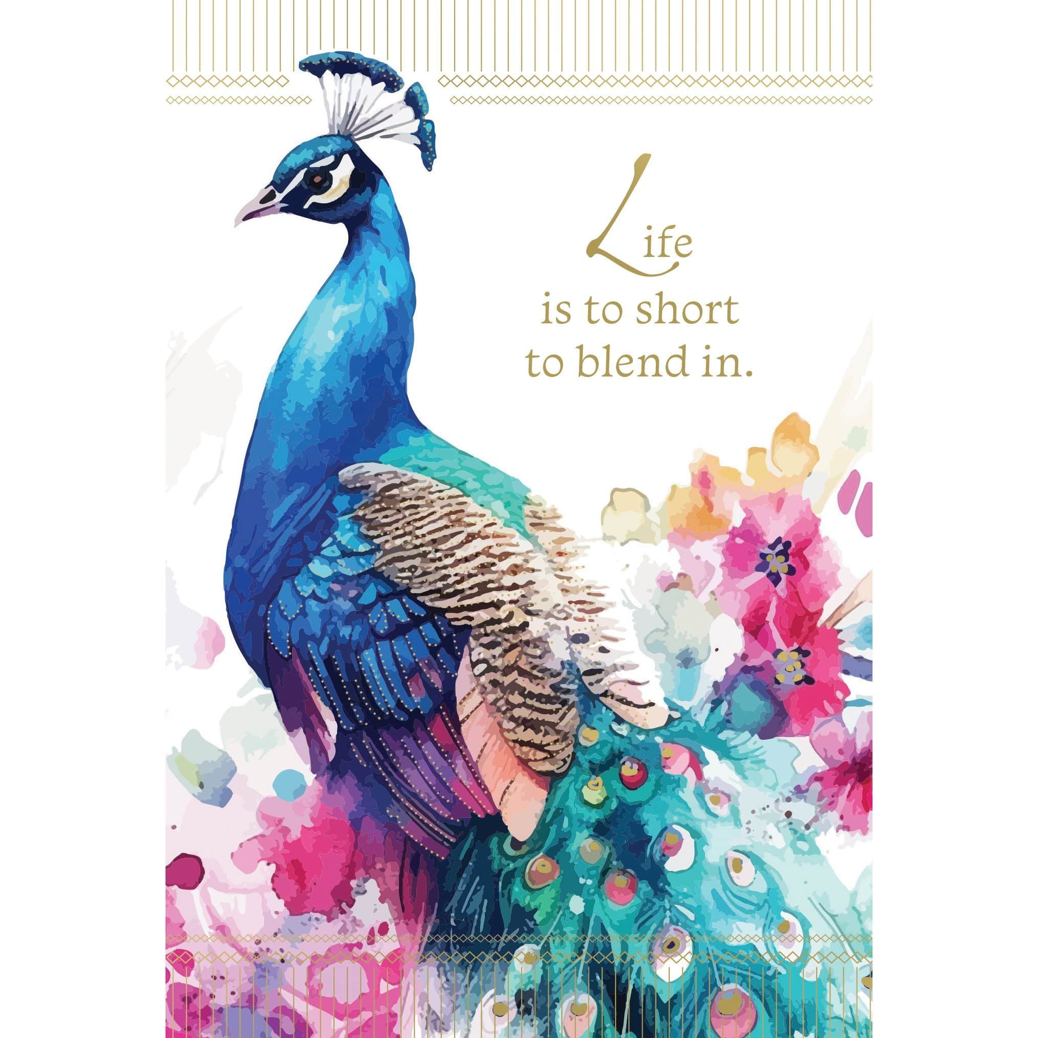 Pictura Peacock and flower birthday card featuring colorful floral and peacock design, suitable for everyday occasions.